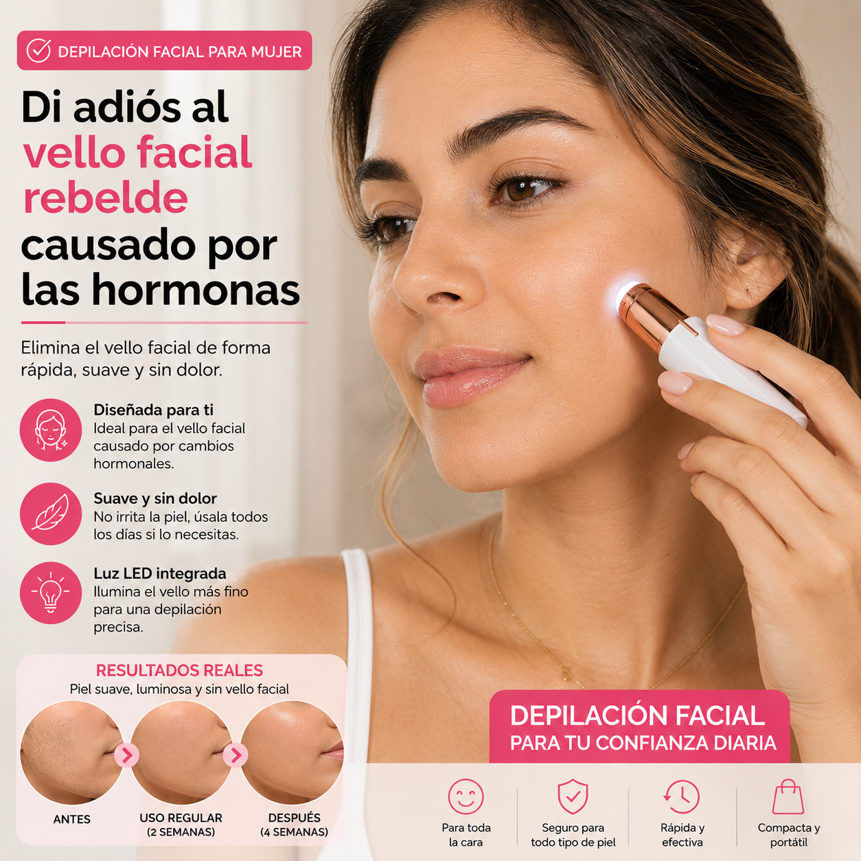 Veloura Touch - Eliminador de vello facial - OFERTA 1+1 GRATIS