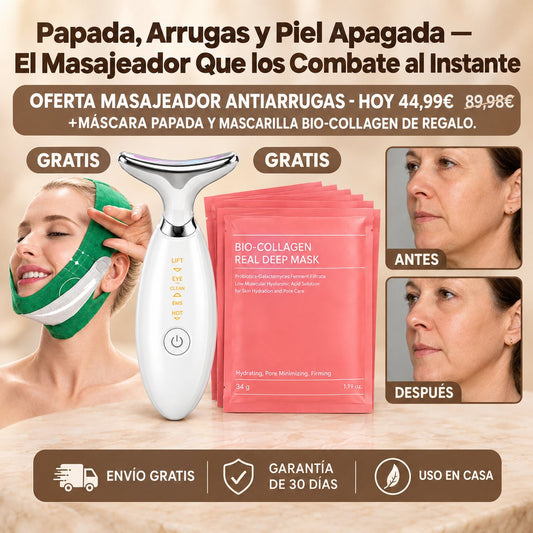 Masajeador reafirmante LED + 2 Regalos- Di adiós a tu papada y líneas